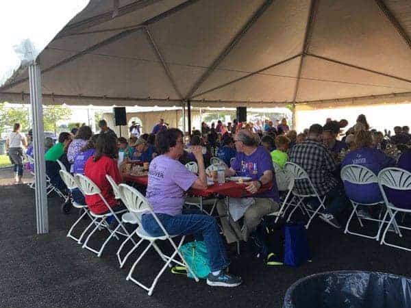 Joining forces to serve the community. Olive Garden + Martin Henry Coffee+delicious desserts = a packed tent!